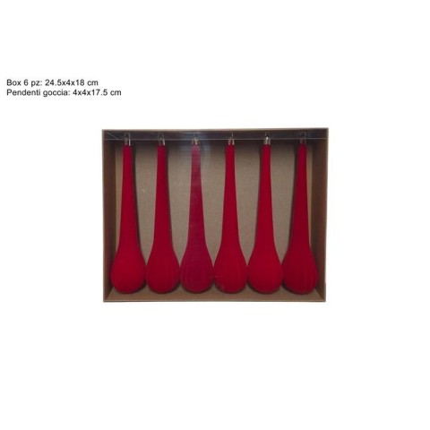 PENDENTI GOCCIA 17.5CM 6PZ ROSSO VELLUTO